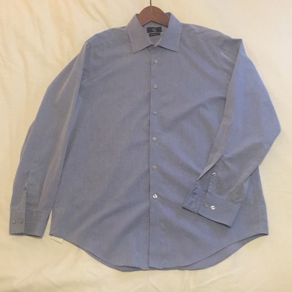 Calvin Klein Striped Blue Dress Shirt 16.5-32/33